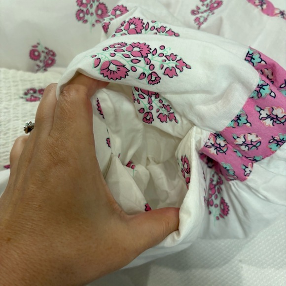 J.Crew Maxi Dress Womens 12 White Pink Floral Tiered Smocked‎ Wide Straps - Picture 10 of 10